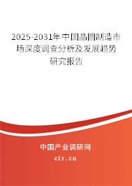 2025-2031年中國晶圓制造市場深度調查分析及發展趨勢研究報告