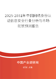 2025-2031年中國網絡身份認證信息安全行業分析與市場前景預測報告