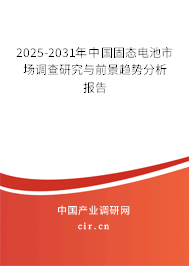 2025-2031年中國固態電池市場調查研究與前景趨勢分析報告