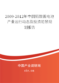 2009-2012年中國鉛酸蓄電池產業運行動態及投資前景規劃報告