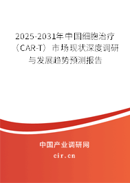 2025-2031年中國細胞治療(CAR-T)市場現狀深度調研與發展趨勢預測報告 2025-2031年中國細胞治療(CAR-T)市場現狀深度調研與發展趨勢預測報告