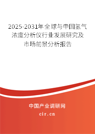 2025-2031年全球與中國氫氣濃度分析儀行業發展研究及市場前景分析報告 2025-2031年全球與中國氫氣濃度分析儀行業發展研究及市場前景分析報告