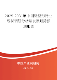 2025-2031年中國微整形行業現狀調研分析與發展趨勢預測報告