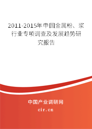 2011-2015年中國金屬粉、漿行業專項調查及發展趨勢研究報告