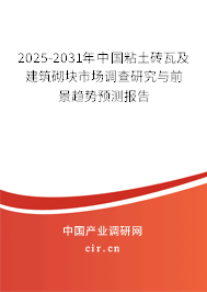 2025-2031年中國粘土磚瓦及建筑砌塊市場調查研究與前景趨勢預測報告