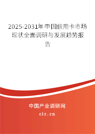 2025-2031年中國信用卡市場現狀全面調研與發展趨勢報告