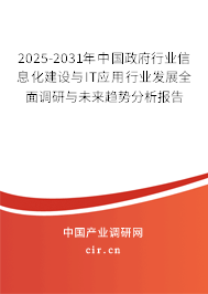 2025-2031年中國政府行業信息化建設與IT應用行業發展全面調研與未來趨勢分析報告
