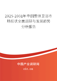 2025-2031年中國整體衛(wèi)浴市場現狀全面調研與發(fā)展趨勢分析報告