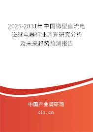 2025-2031年中國微型直流電磁繼電器行業(yè)調(diào)查研究分析及未來趨勢預(yù)測報告