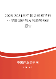 2025-2031年中國金融租賃行業深度調研與發展趨勢預測報告 2025-2031年中國金融租賃行業深度調研與發展趨勢預測報告