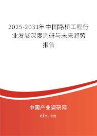 2025-2031年中國路橋工程行業發展深度調研與未來趨勢報告