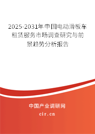 2025-2031年中國電動滑板車租賃服務市場調查研究與前景趨勢分析報告
