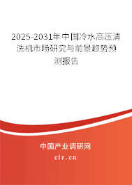 2025-2031年中國冷水高壓清洗機市場研究與前景趨勢預測報告