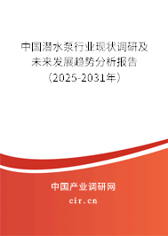 中國潛水泵行業現狀調研及未來發展趨勢分析報告(2025-2031年) 中國潛水泵行業現狀調研及未來發展趨勢分析報告(2025-2031年)