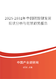 2025-2031年中國硫酸鋰發展現狀分析與前景趨勢報告 2025-2031年中國硫酸鋰發展現狀分析與前景趨勢報告