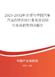 2025-2031年全球與中國汽車汽油直噴系統行業發展調研與發展趨勢預測報告