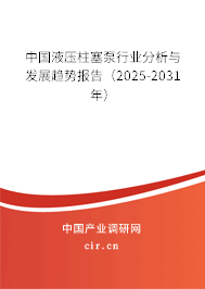 中國液壓柱塞泵行業分析與發展趨勢報告(2025-2031年) 中國液壓柱塞泵行業分析與發展趨勢報告(2025-2031年)