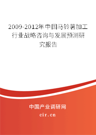 2009-2012年中國馬鈴薯加工行業戰略咨詢與發展預測研究報告