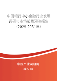 中國銀行中小金融行業發展調研與市場前景預測報告（2025-2031年）