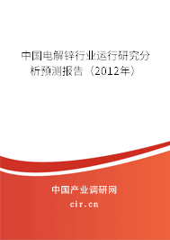 中國電解鋅行業運行研究分析預測報告（2012年）