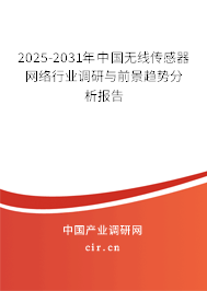 2025-2031年中國無線傳感器網絡行業調研與前景趨勢分析報告