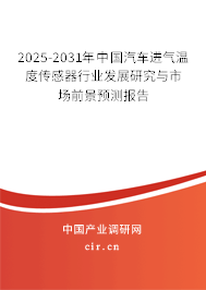 2025-2031年中國汽車進氣溫度傳感器行業發展研究與市場前景預測報告