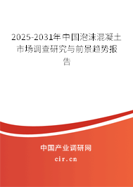 2025-2031年中國泡沫混凝土市場調查研究與前景趨勢報告