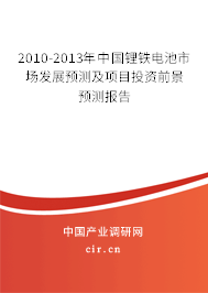 2010-2013年中國鋰鐵電池市場發展預測及項目投資前景預測報告