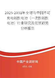 2025-2031年全球與中國不可充電堿性電池（一次性堿性電池）行業研究及前景趨勢分析報告