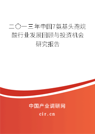 二〇一三年中國(guó)7氨基頭孢烷酸行業(yè)發(fā)展回顧與投資機(jī)會(huì)研究報(bào)告