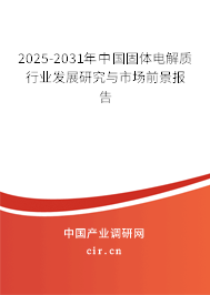 2025-2031年中國固體電解質(zhì)行業(yè)發(fā)展研究與市場前景報告