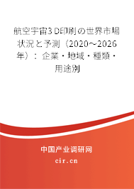 航空宇宙3D印刷の世界市場狀況と予測（2020～2026年）：企業·地域·種類·用途別