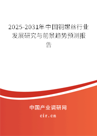 2025-2031年中國銅螺絲行業發展研究與前景趨勢預測報告