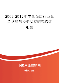 2009-2012年中國飯店行業(yè)競爭格局與投資戰(zhàn)略研究咨詢報告