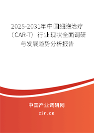 2025-2031年中國細胞治療(CAR-T)行業現狀全面調研與發展趨勢分析報告 2025-2031年中國細胞治療(CAR-T)行業現狀全面調研與發展趨勢分析報告