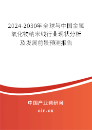 2024-2030年全球與中國金屬氧化物納米線行業現狀分析及發展前景預測報告