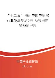“十二五”期間中國中空棉行業(yè)發(fā)展規(guī)劃分析及投資前景預測報告