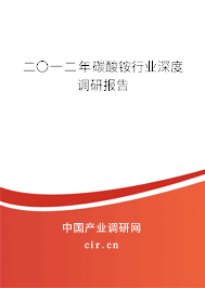 二〇一二年碳酸銨行業深度調研報告