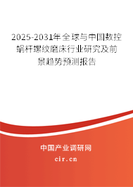 2025-2031年全球與中國數控蝸桿螺紋磨床行業研究及前景趨勢預測報告