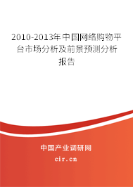 2010-2013年中國網絡購物平臺市場分析及前景預測分析報告