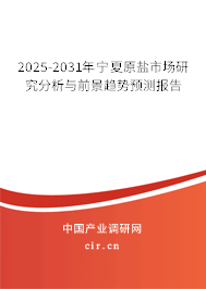 2025-2031年寧夏原鹽市場研究分析與前景趨勢預(yù)測報告 2025-2031年寧夏原鹽市場研究分析與前景趨勢預(yù)測報告