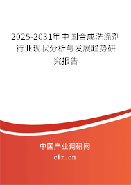 2025-2031年中國合成洗滌劑行業現狀分析與發展趨勢研究報告