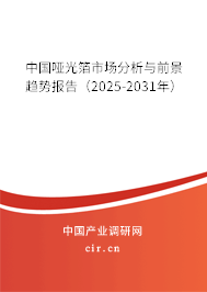 中國啞光箔市場分析與前景趨勢報告（2025-2031年）